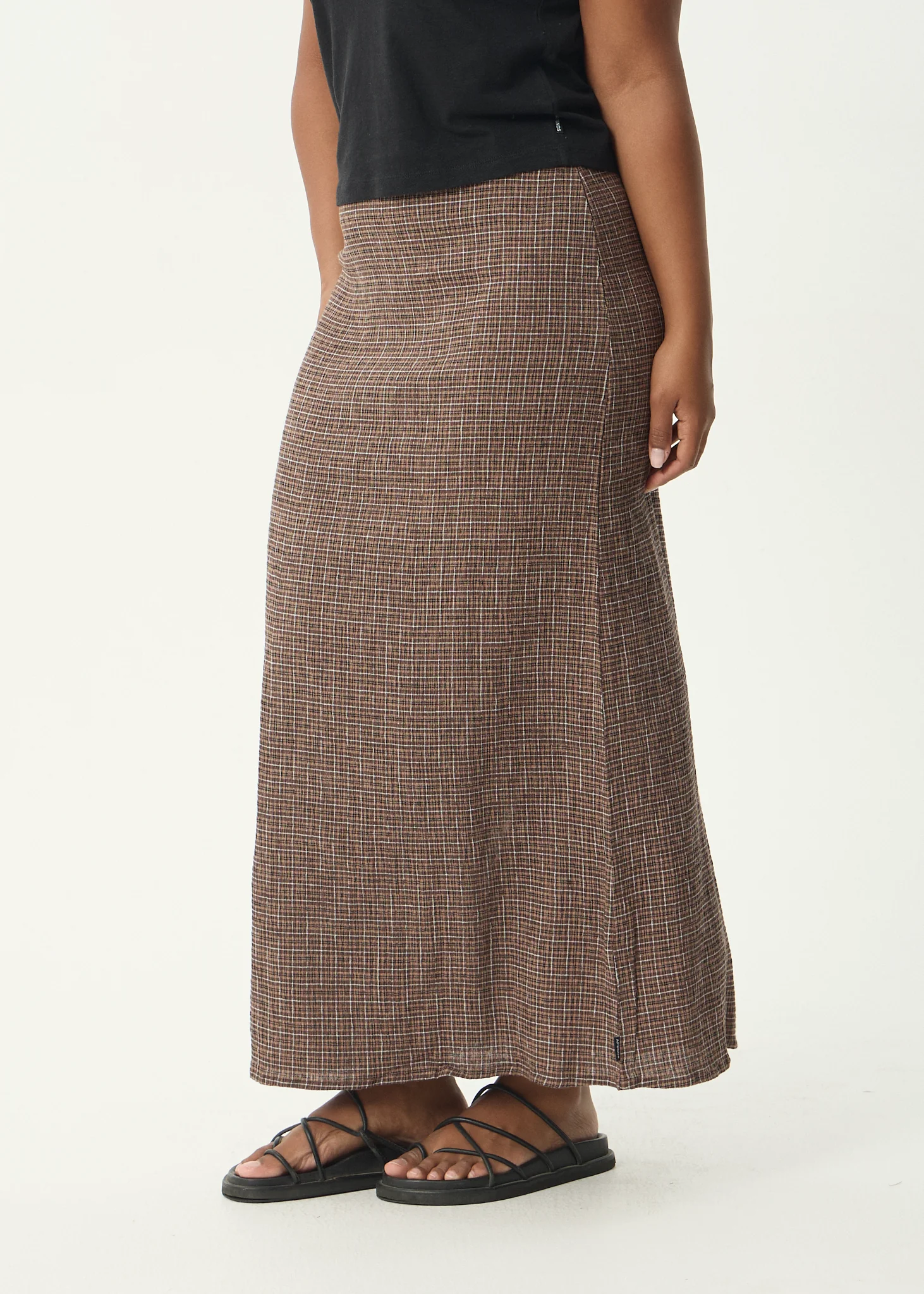 AFENDS Womens Hometown - Seersucker Maxi Skirt - Coffee - Image 7
