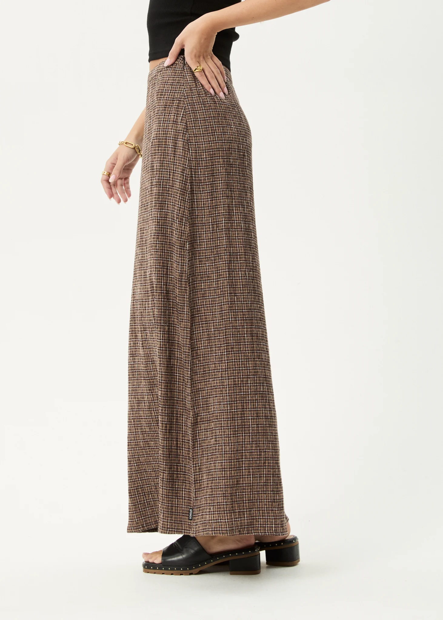 AFENDS Womens Hometown - Seersucker Maxi Skirt - Coffee - Image 8