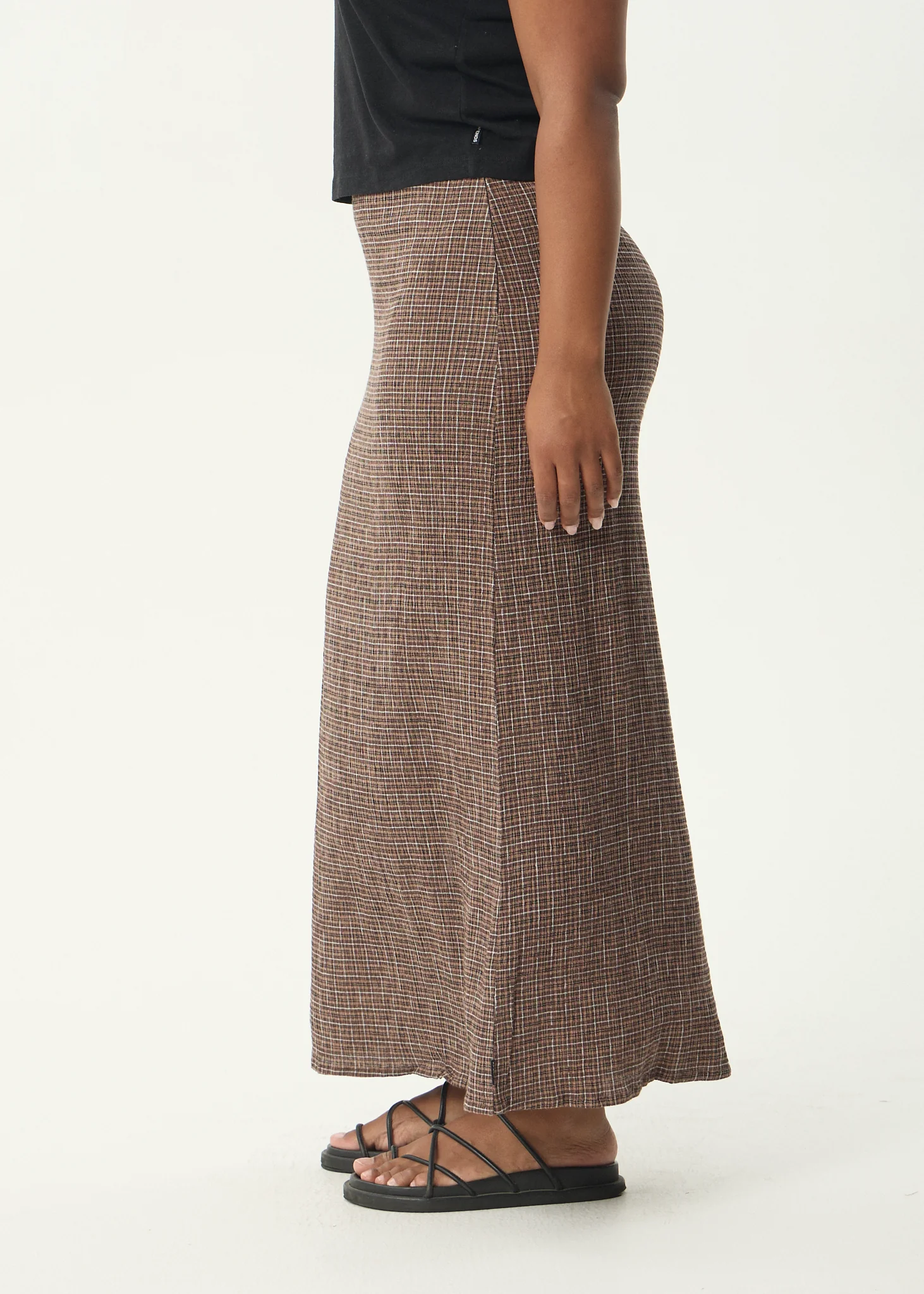 AFENDS Womens Hometown - Seersucker Maxi Skirt - Coffee - Image 9