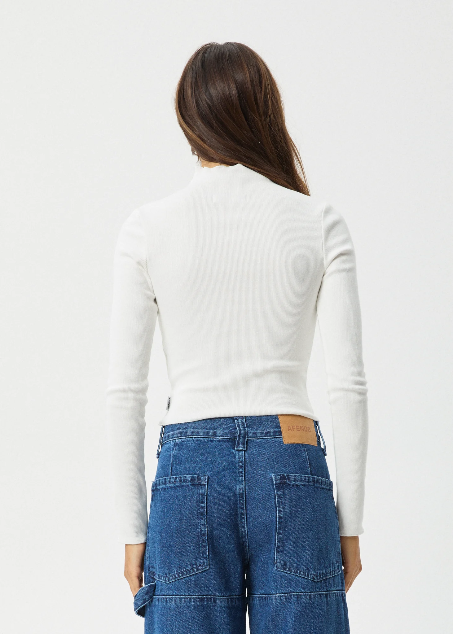 AFENDS Womens Iconic - Long Sleeve Rib Top - White - Image 5