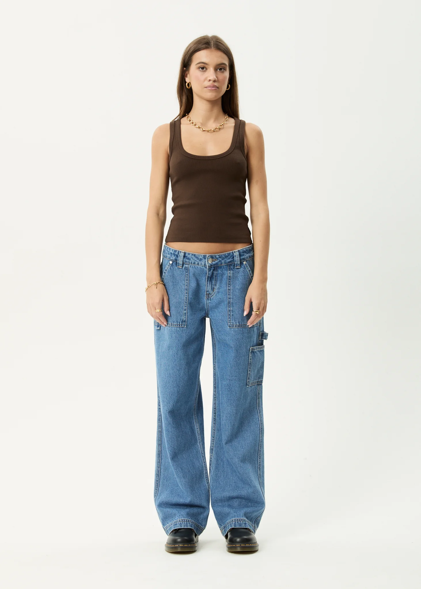 AFENDS Womens Layden - Rib Singlet - Coffee - Image 6