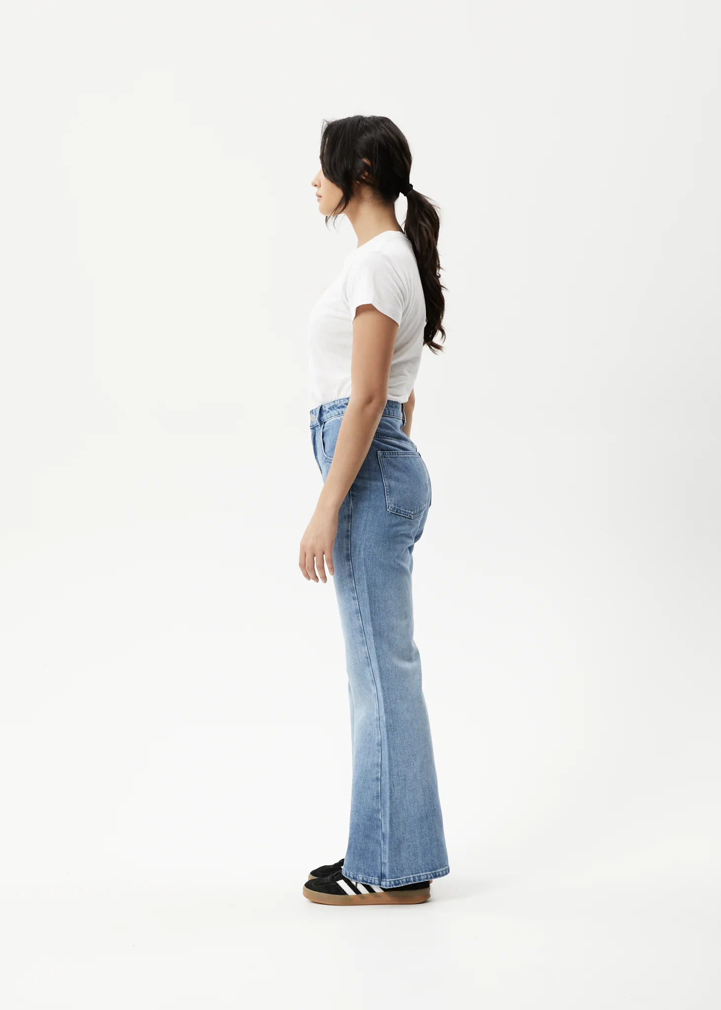 AFENDS Womens Marsha - Denim Slim Flared Jean - Worn Blue - Image 3