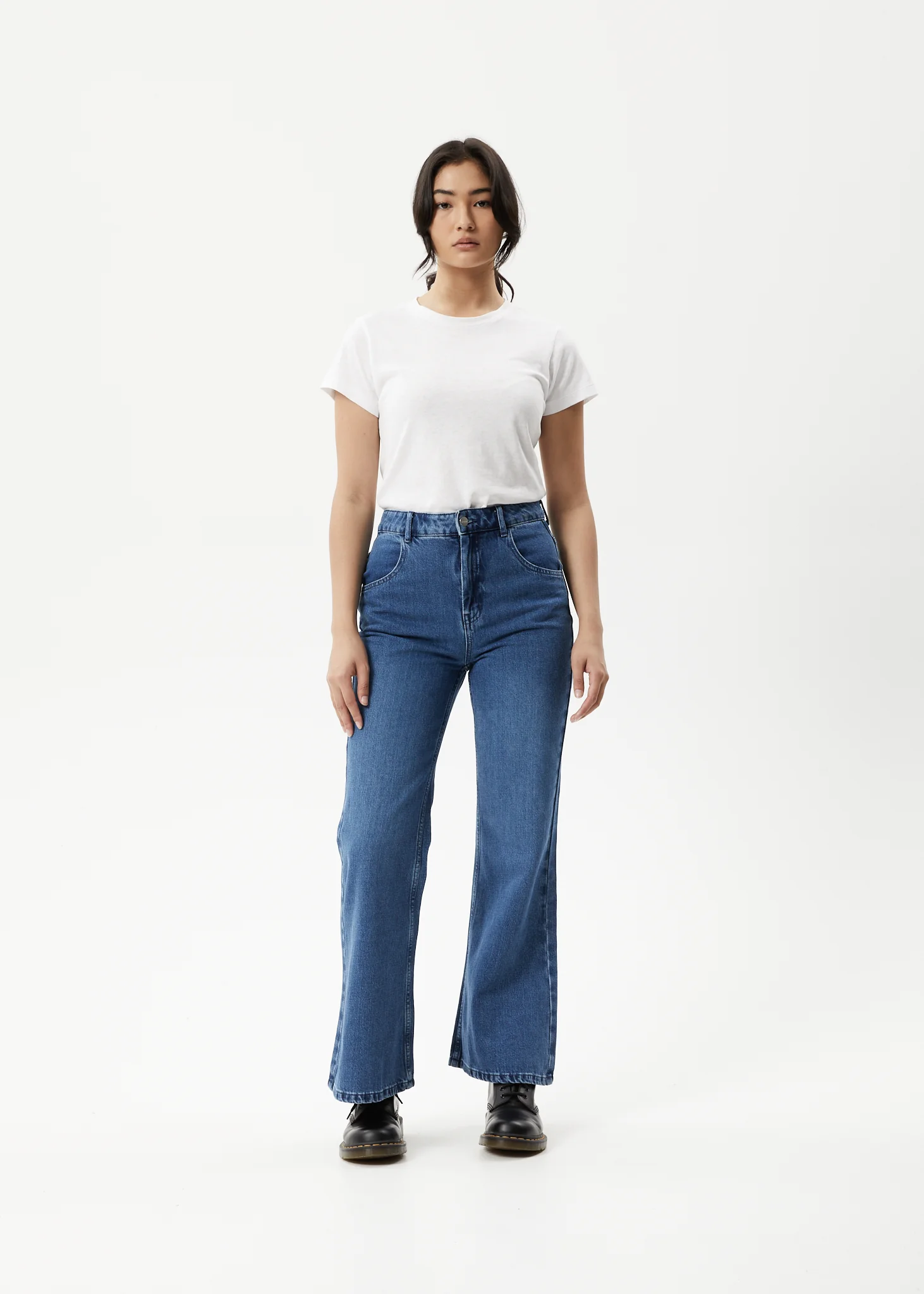 AFENDS Womens Marsha - Denim Slim Flared Jean - Authentic Blue - Image 4