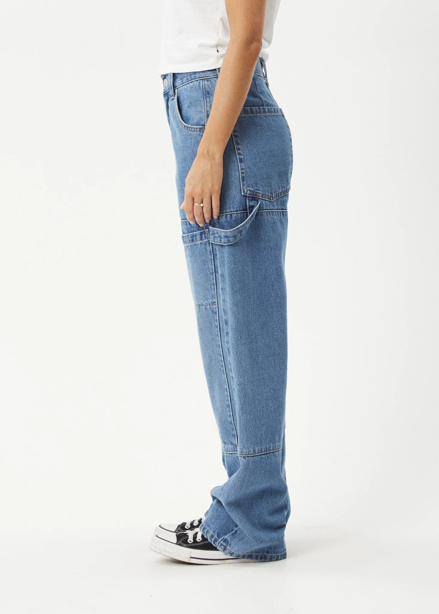 AFENDS Womens Moss - Denim Workwear Jean - Worn Blue - Image 4