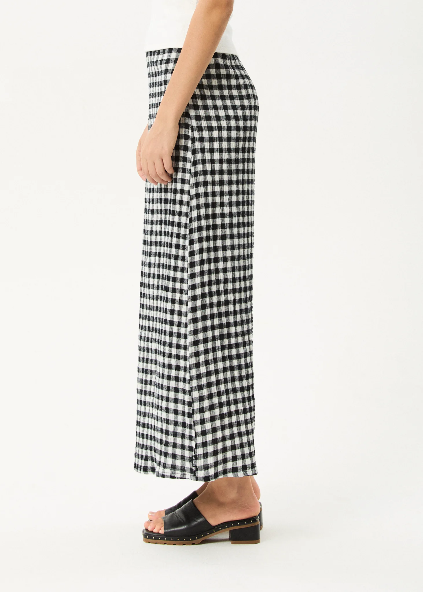 AFENDS Womens Rowan - Seersucker Maxi Skirt - Black / White - Image 5