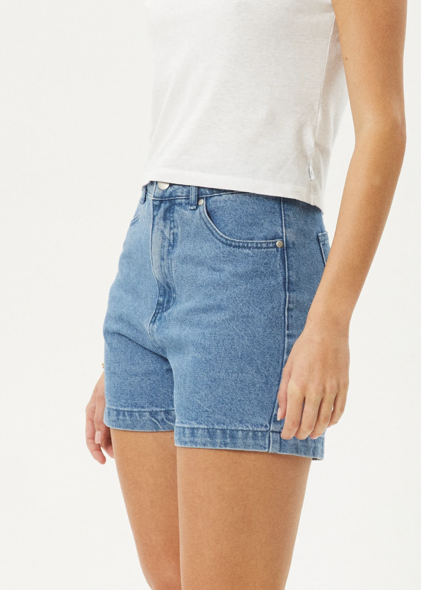 AFENDS Womens Seventy Threes - Denim Short - Stone Blue - Image 3