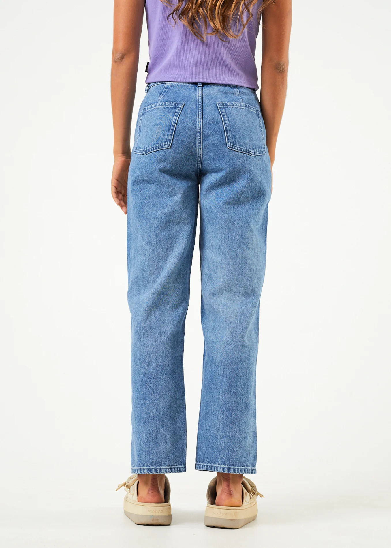 AFENDS Womens Shelby - Denim Wide Leg Jean Long - Worn Blue - Image 4