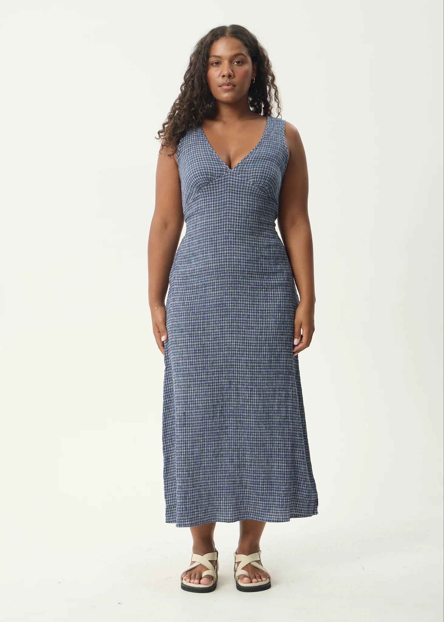 AFENDS Womens Shipwreck - Seersucker Maxi Dress - Marlin - Image 13