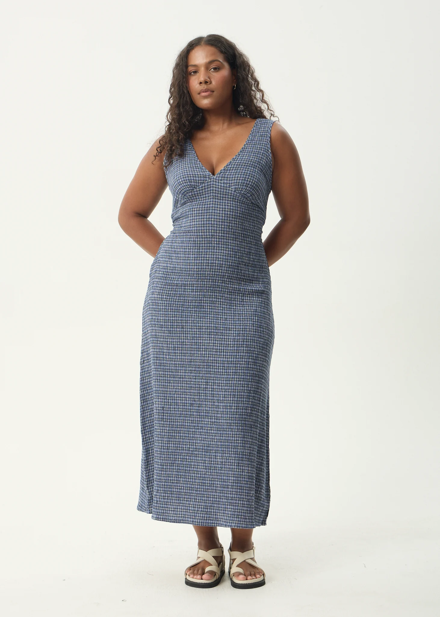 AFENDS Womens Shipwreck - Seersucker Maxi Dress - Marlin - Image 3