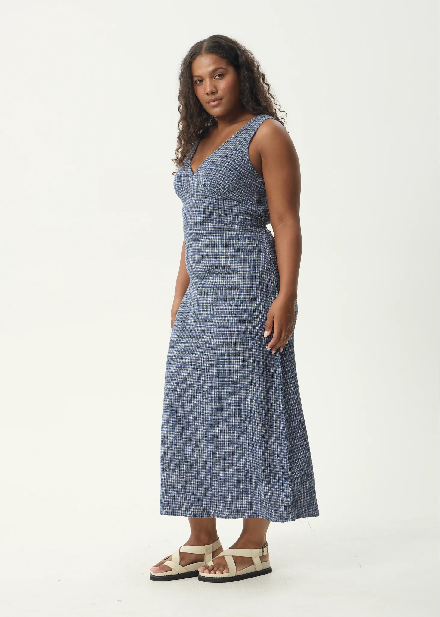 AFENDS Womens Shipwreck - Seersucker Maxi Dress - Marlin - Image 5
