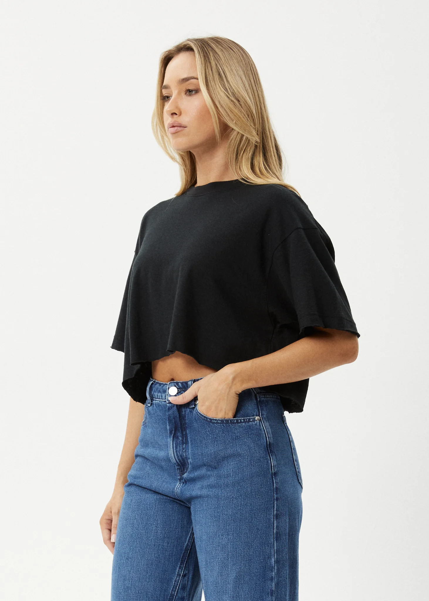AFENDS Womens Slay Cropped - Oversized Tee - Black - Image 3