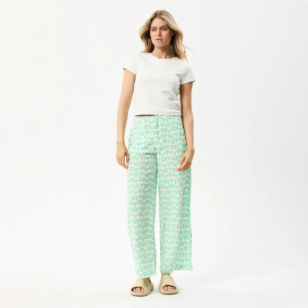 AFENDS Womens Swan Sienna - Wide Leg Pant - Lime Green - Image 6